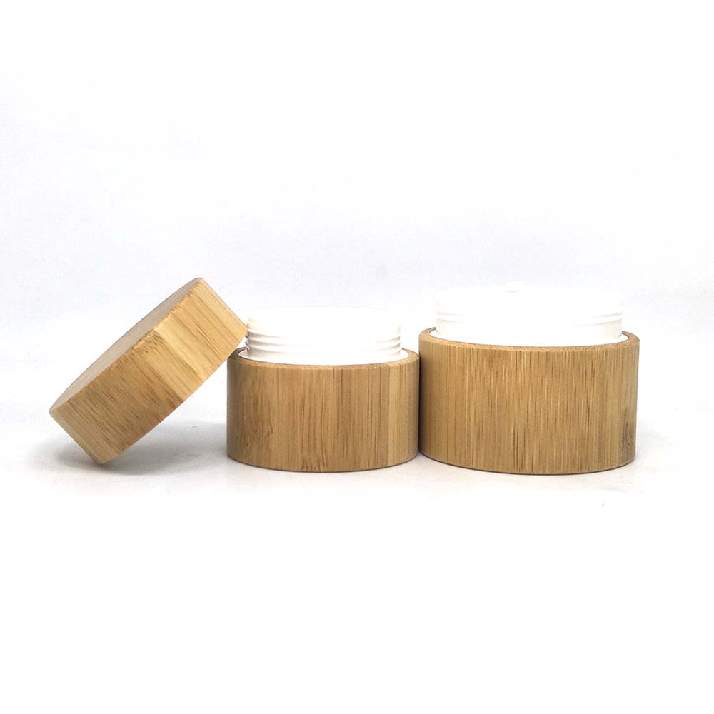 high quality bamboo cream jar glass cosmetic containers with wooden lid logo engraving