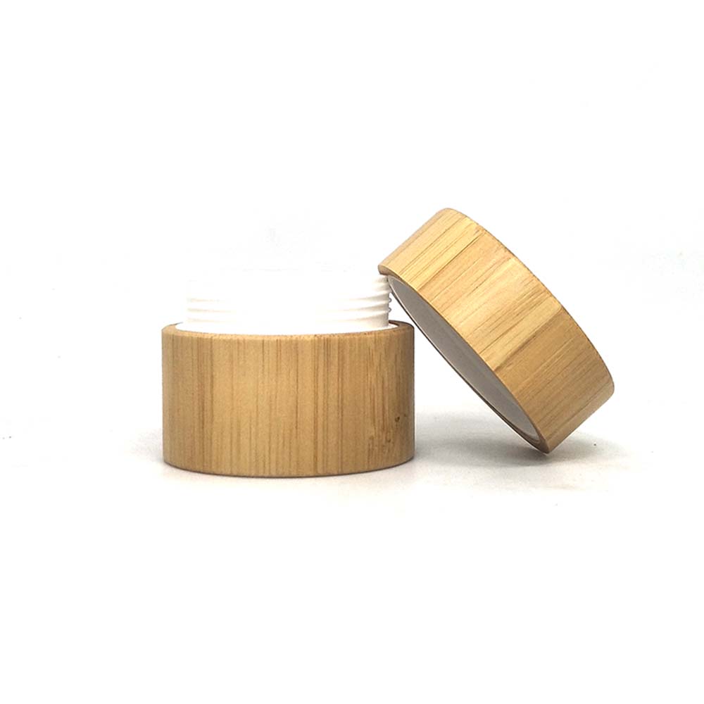 high quality bamboo cream jar glass cosmetic containers with wooden lid logo engraving