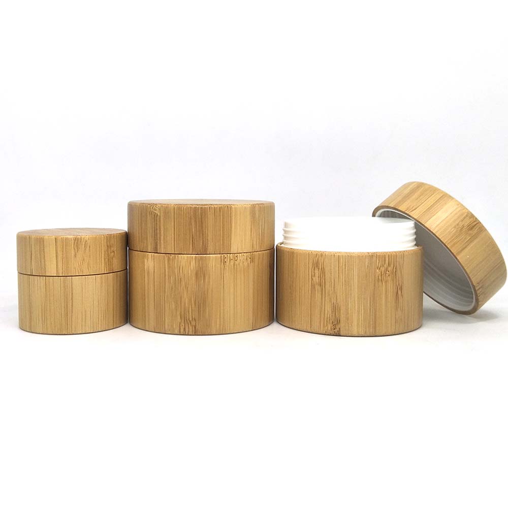 high quality bamboo cream jar glass cosmetic containers with wooden lid logo engraving
