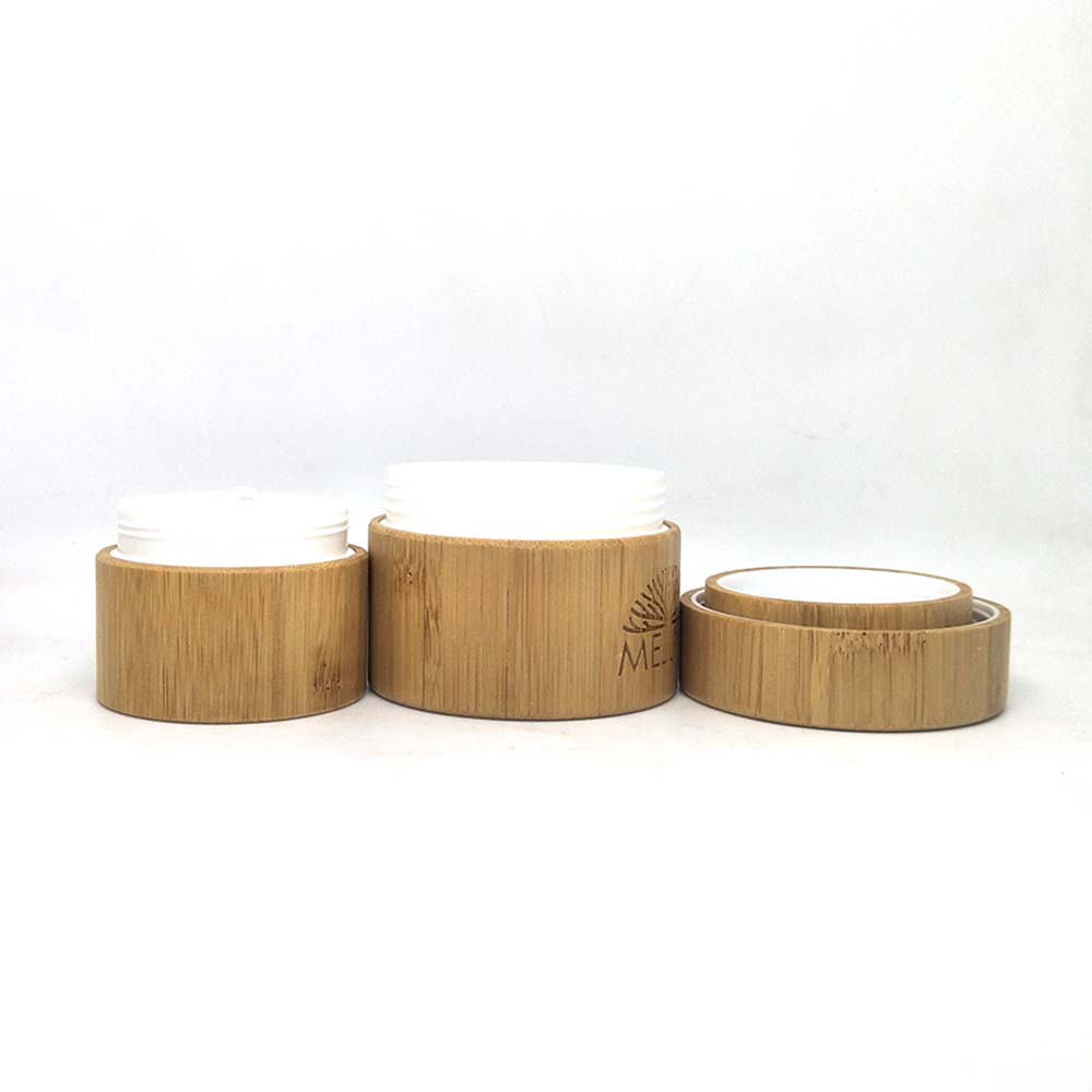 high quality bamboo cream jar glass cosmetic containers with wooden lid logo engraving
