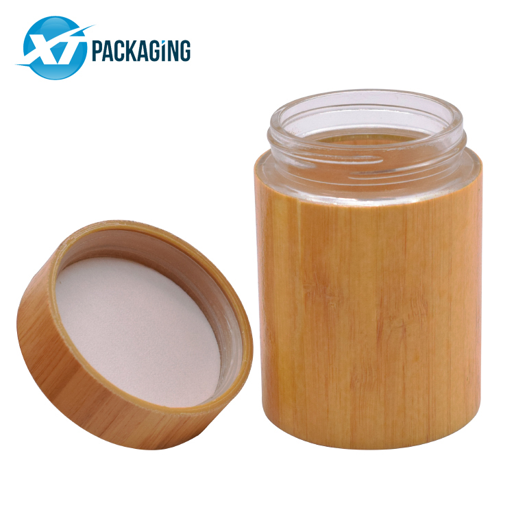 high quality bamboo jars 4oz air tight smell proof child resistant bamboo glass jar wholesale price