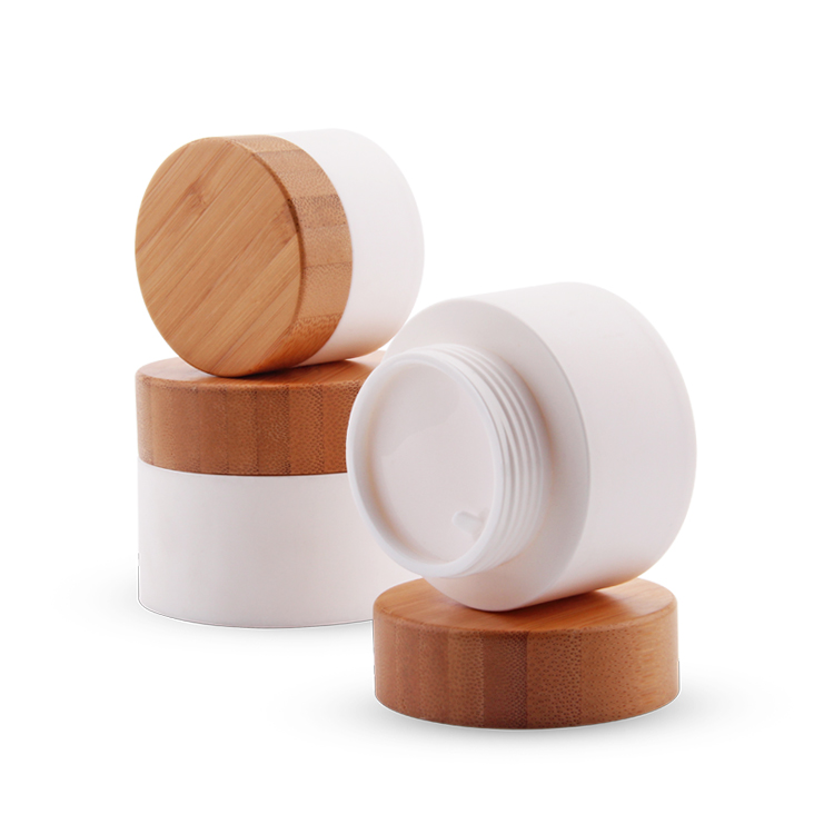 high quality bamboo lid cosmetic plastic pp jar packaging