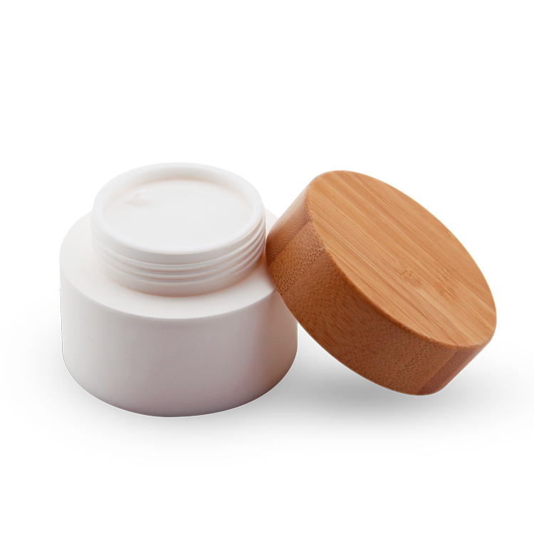 high quality bamboo lid cosmetic plastic pp jar packaging
