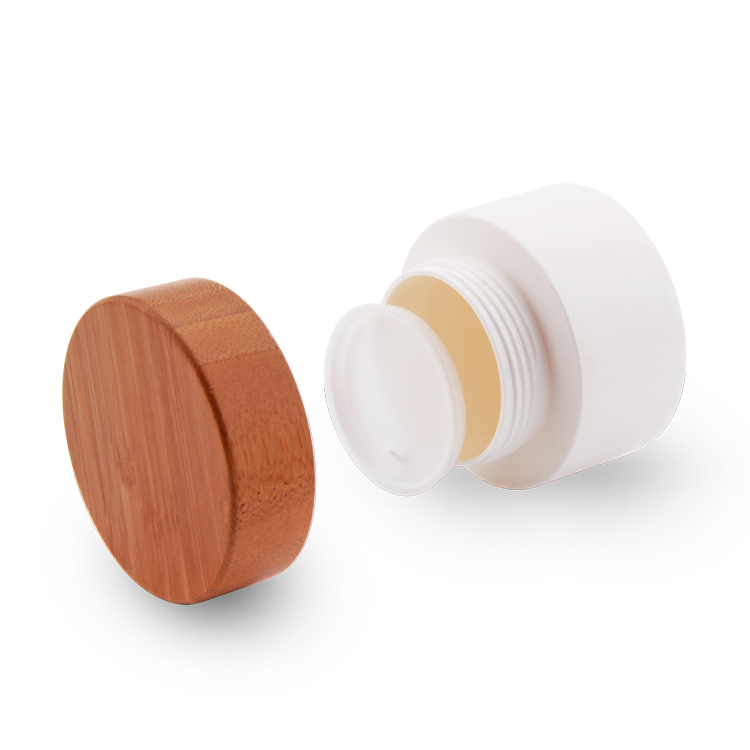 high quality bamboo lid cosmetic plastic pp jar packaging