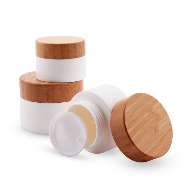 high quality bamboo lid cosmetic plastic pp jar packaging