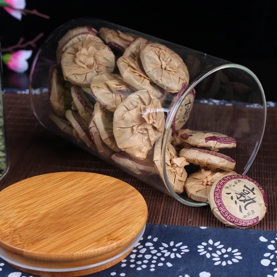 high quality borosilicate glass storage jar with bamboo lid