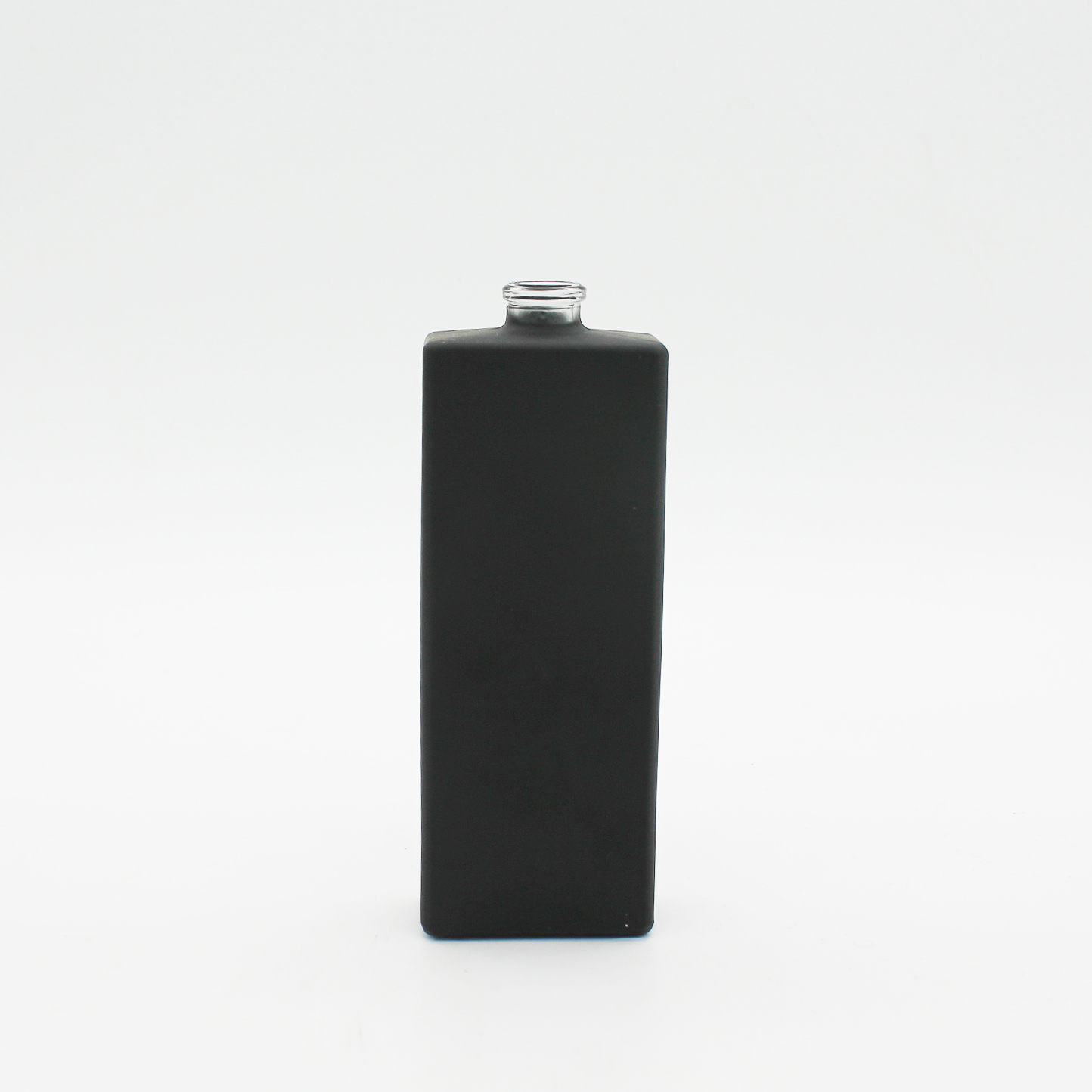 high quality clear aluminum cap black coating rectangle 50ml perfume glass bottle