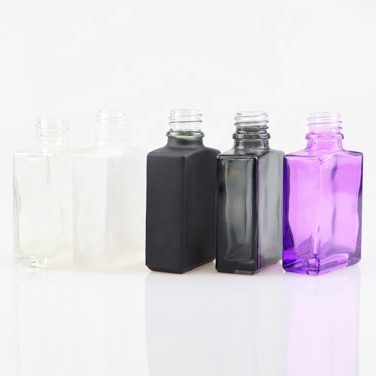 high quality clear flat square 15ml 30ml 60ml 100ml glass perfume bottle with dropper for massage oil