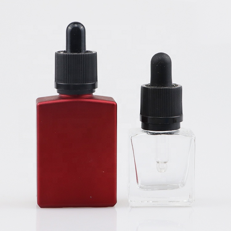 high quality clear flat square 15ml 30ml 60ml 100ml glass perfume bottle with dropper for massage oil