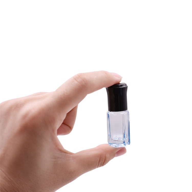 high quality colorful octangle shape mini 3ml glass cosmetic roll on bottle for perfume