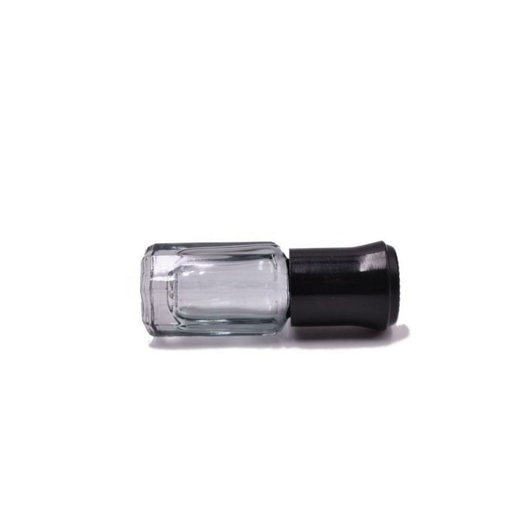 high quality colorful octangle shape mini 3ml glass cosmetic roll on bottle for perfume