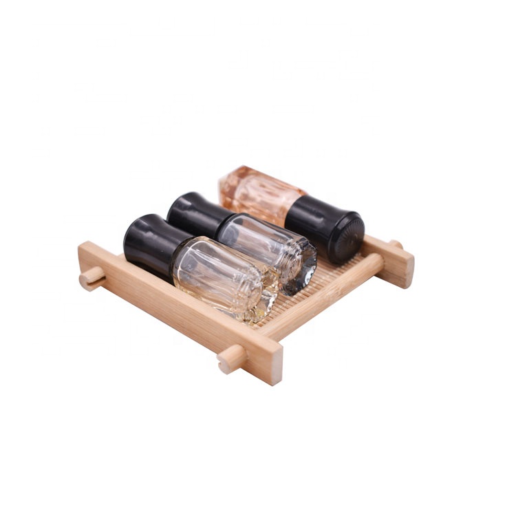 high quality colorful octangle shape mini 3ml glass cosmetic roll on bottle for perfume