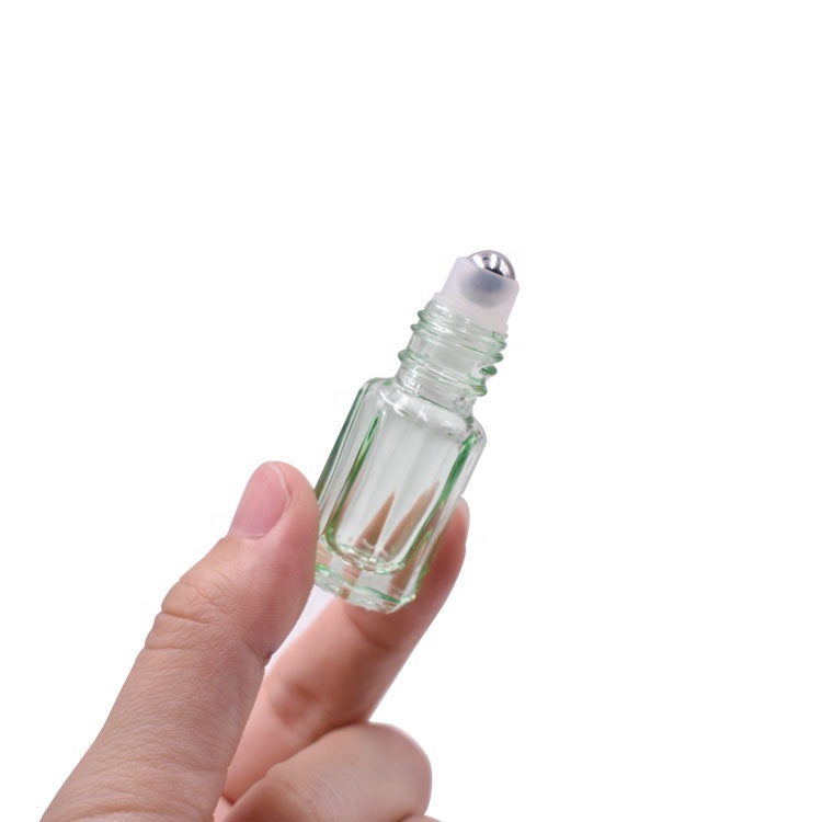 high quality colorful octangle shape mini 3ml glass cosmetic roll on bottle for perfume