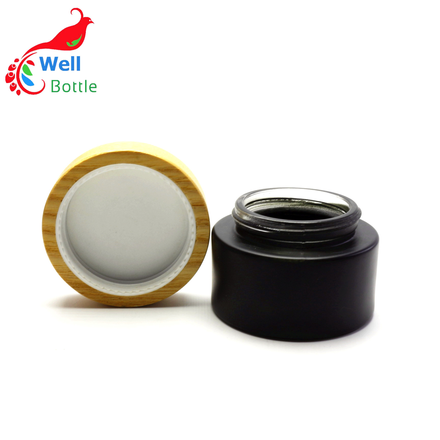 high quality cosmetic cream Glass Jars with wooden lid BJ-075RL