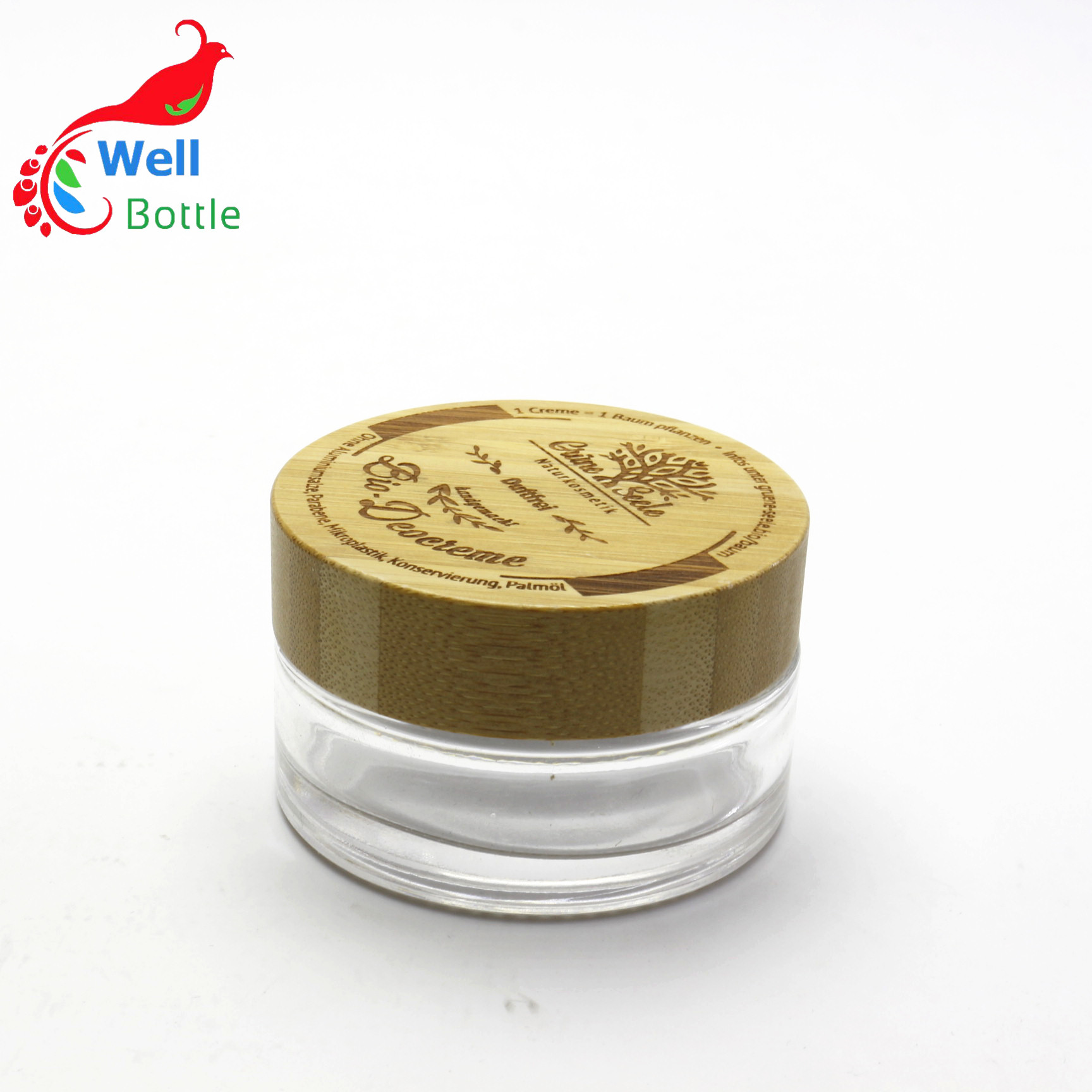 high quality cosmetic cream Glass Jars with wooden lid BJ-075RL