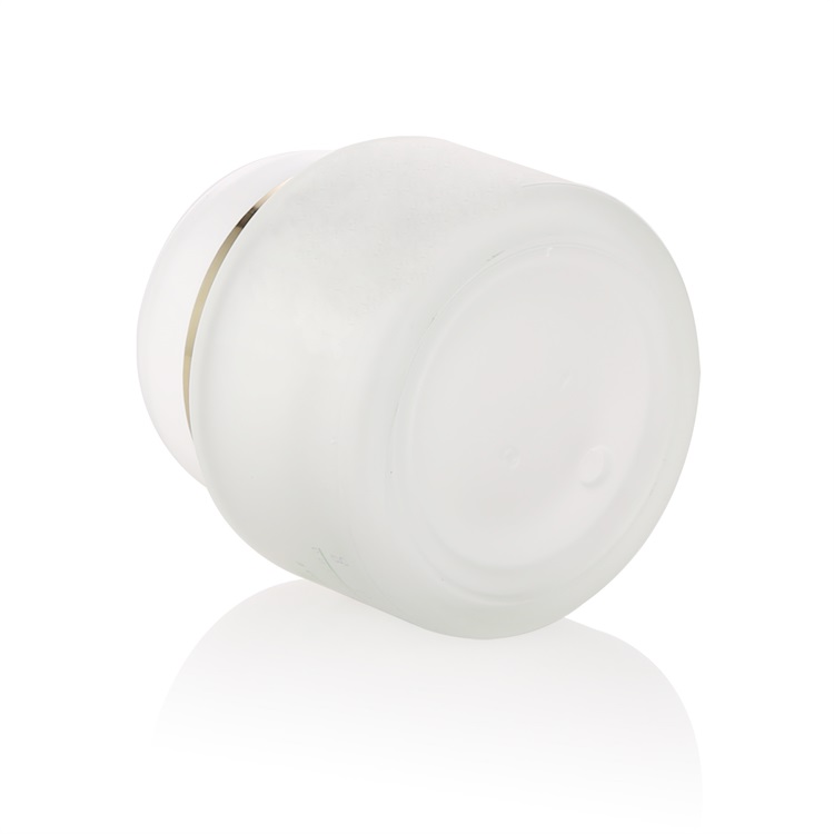 high quality cosmetic glass container 2oz 60g 60ml clear frosted night cream mask glass jar with glossy white plastic screw lid