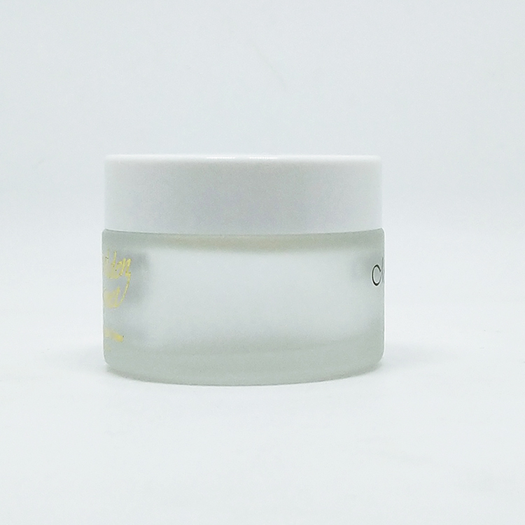 high quality cosmetic glass jar 5g 10g 15g 20g 30g 50g 100g hot stamping silk printing gold lid white frosted glass cream jar
