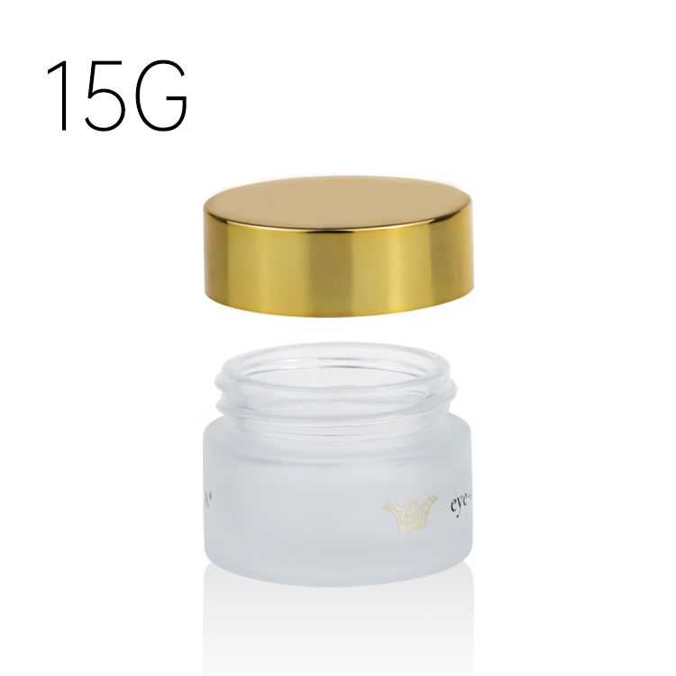 high quality cosmetic glass jar 5g 10g 15g 20g 30g 50g 100g hot stamping silk printing gold lid white frosted glass cream jar