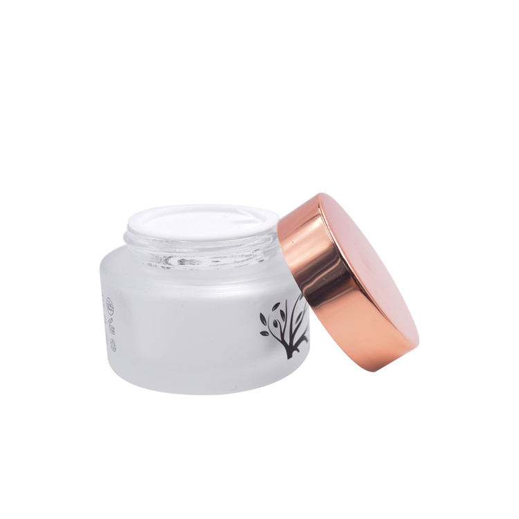 high quality cosmetic packaging 15g 30g 50g empty cosmetic cream frosted flat shoulder glass jar with lid