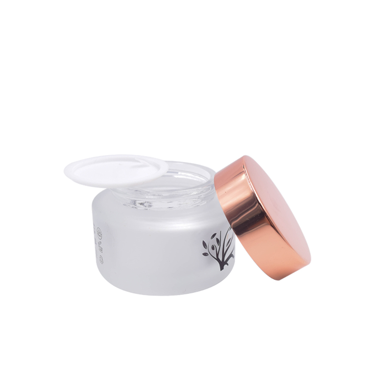 high quality cosmetic packaging 15g 30g 50g empty cosmetic cream frosted flat shoulder glass jar with lid