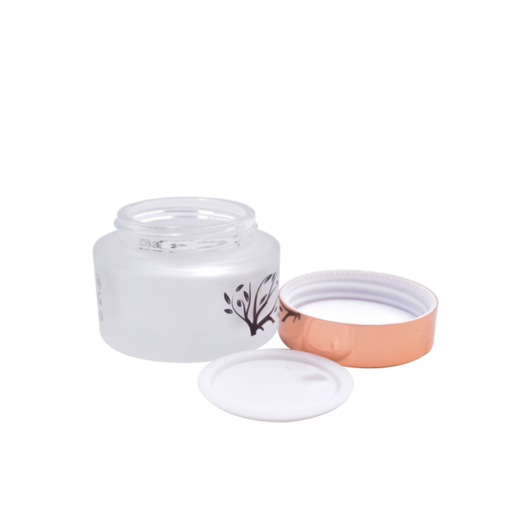 high quality cosmetic packaging 15g 30g 50g empty cosmetic cream frosted flat shoulder glass jar with lid