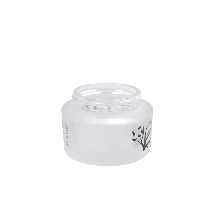 high quality cosmetic packaging 15g 30g 50g empty cosmetic cream frosted flat shoulder glass jar with lid