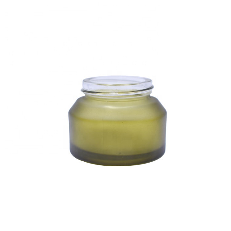high quality cosmetics packing skin beauty fancy frosted green 50g 50 ml glass jar for cream cosmetic