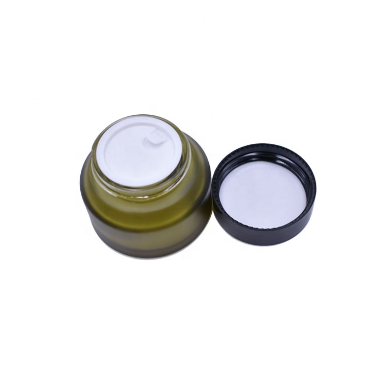 high quality cosmetics packing skin beauty fancy frosted green 50g 50 ml glass jar for cream cosmetic