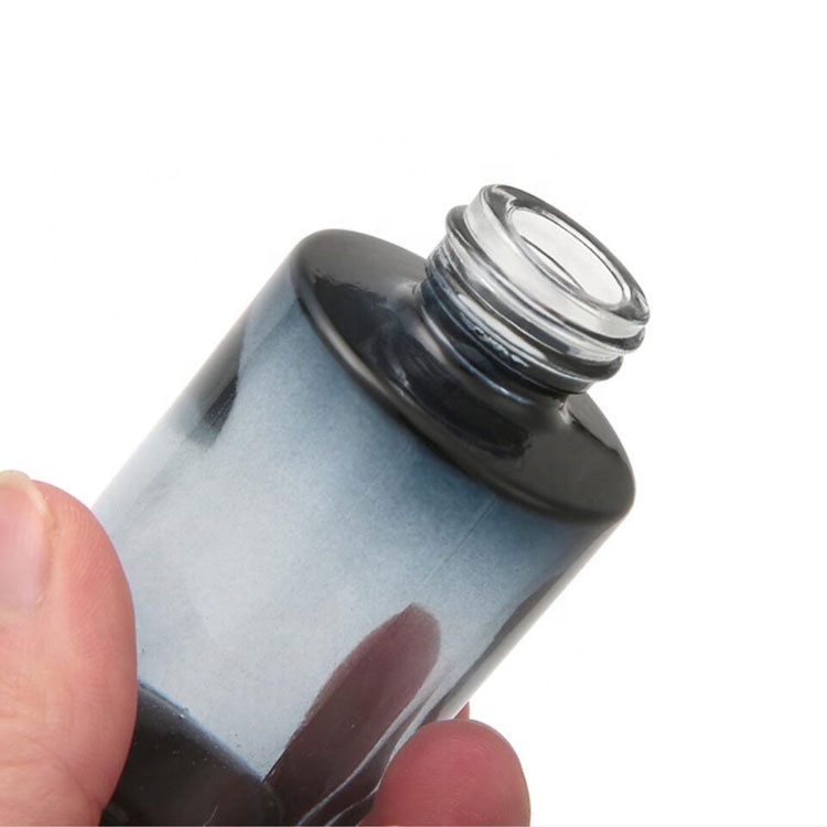 high quality creative cosmetic package clear painting serum glass bottle 30ml with clear autoroation press pump