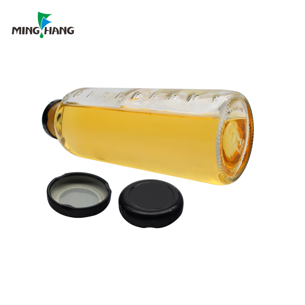 high quality custom 16 oz juicer empty drinking bottle flask glass bottles for beverages with metal lid