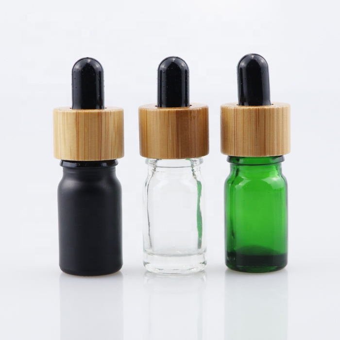 high quality empty bamboo cap bottle 15ml 30ml 50ml 60ml  amber wooden glass dropper bottle for beard oil or cbd oil