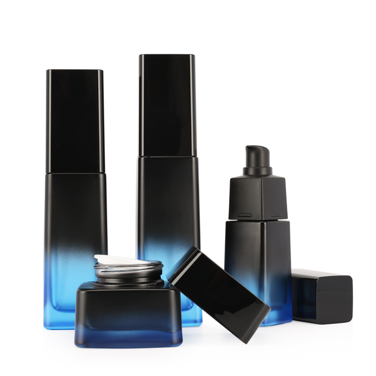 high quality empty liquid lotion 50g 40ml 110ml 125ml black gradient cosmetic pump bottle and cream jar