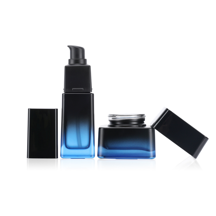 high quality empty liquid lotion 50g 40ml 110ml 125ml black gradient cosmetic pump bottle and cream jar