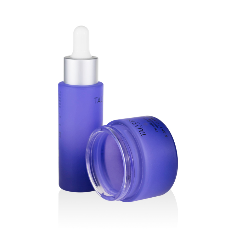 high quality empty skincare packaging cream jar 5ml 10ml 20ml 30ml 50ml 100ml 200ml gradient matte purple wide mouth glass jar