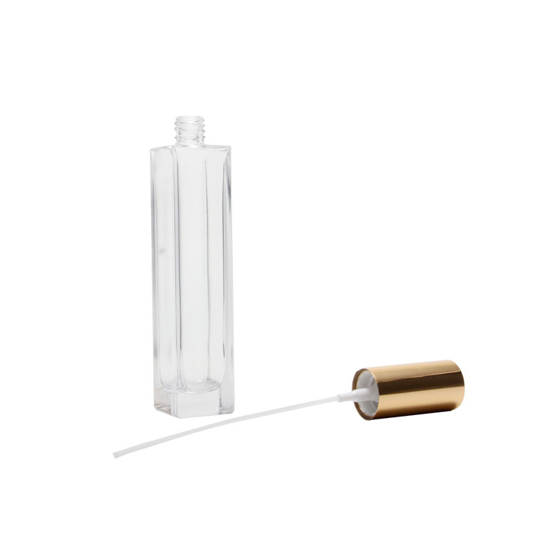 high quality facial spray bottle glass perfume bottle luxury 100ml clear empty square shaped glass spray perfume bottle