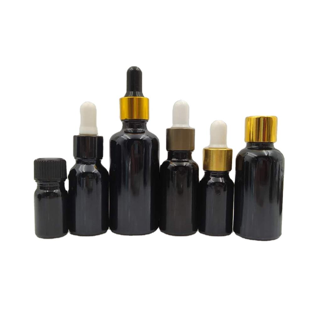 high quality fast delivery 5ml essential oil black glass dropper bottle