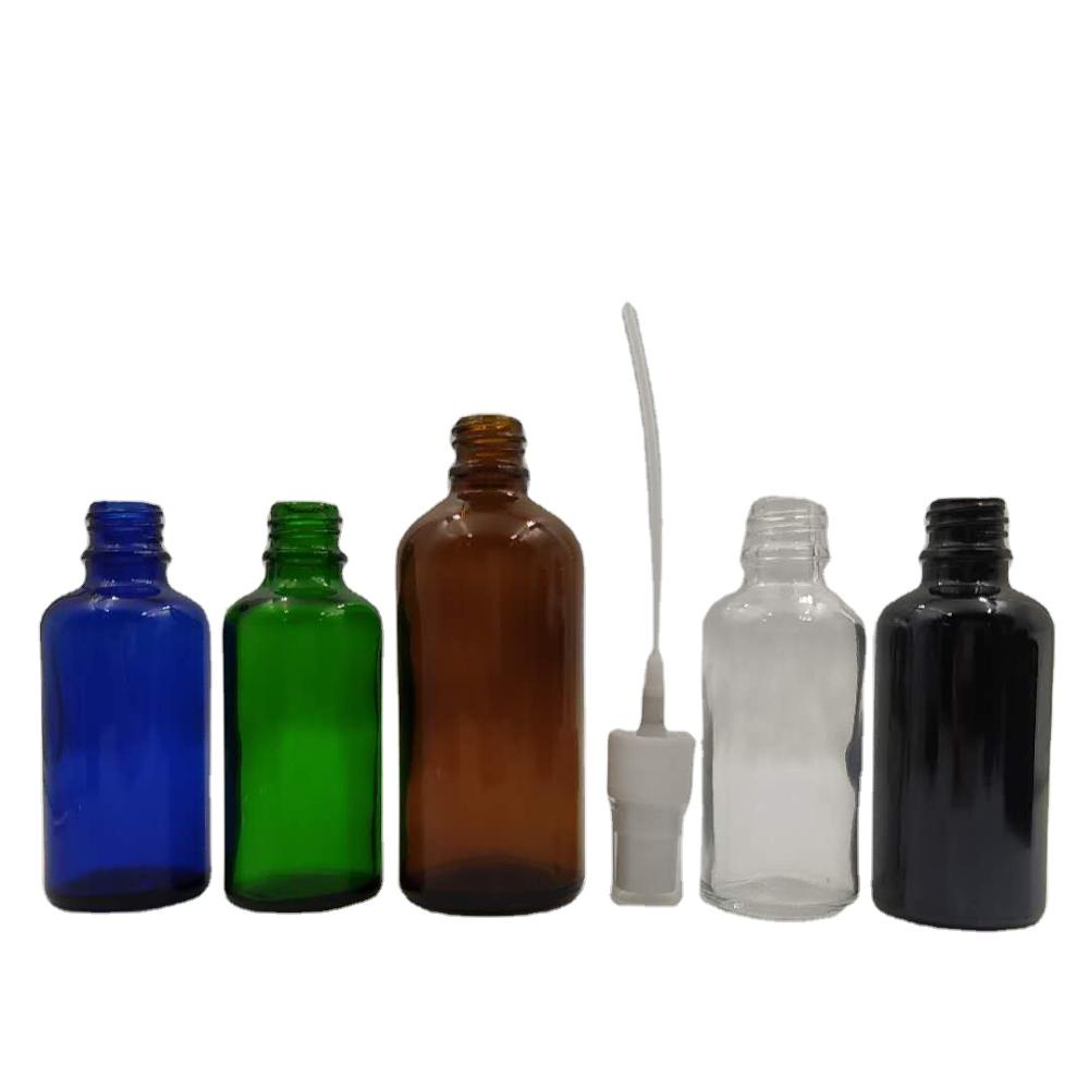 high quality free sample 50ml clear black amber blue green essential oil bottle