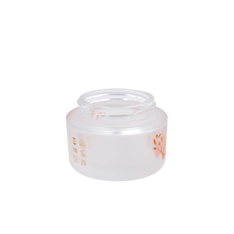high quality frosted flat shoulder empty cosmetic cream aluminum rose gold cap glass jar