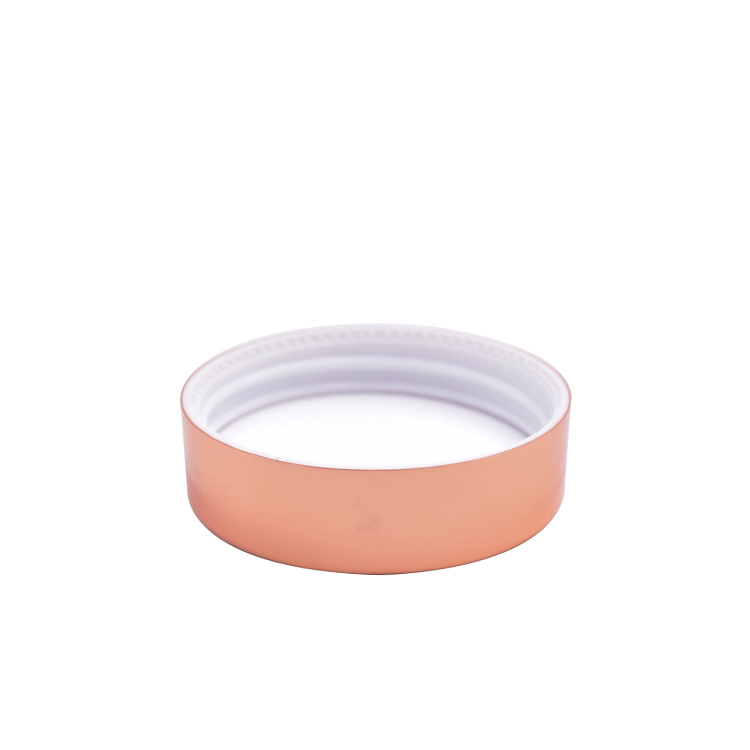 high quality frosted flat shoulder empty cosmetic cream aluminum rose gold cap glass jar