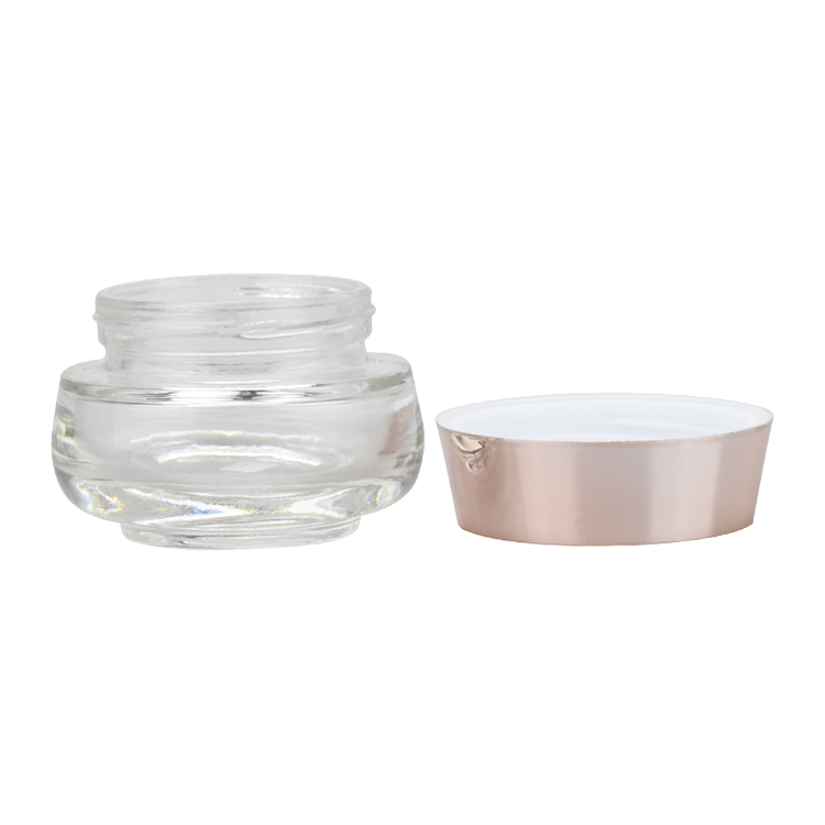 high quality glass cosmetic jars 50g Glass cream jar with rose gold aluminum screw cap