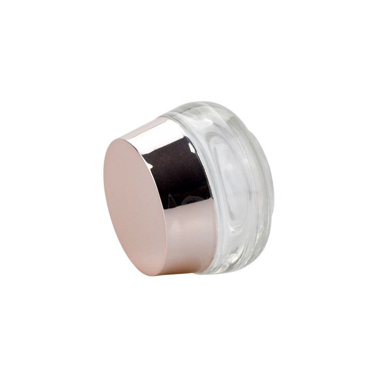 high quality glass cosmetic jars 50g Glass cream jar with rose gold aluminum screw cap
