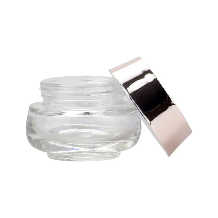 high quality glass cosmetic jars 50g Glass cream jar with rose gold aluminum screw cap