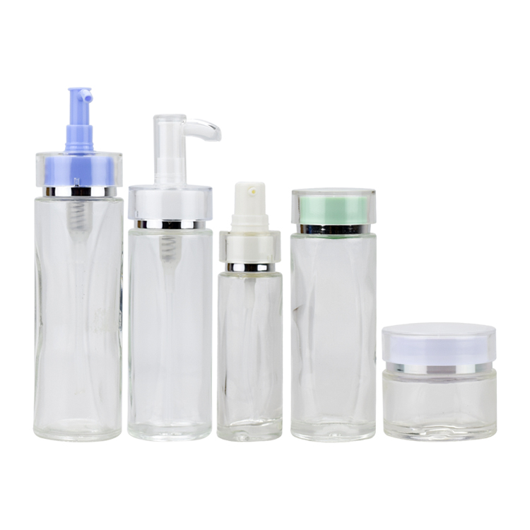 high quality glass cosmetic jars 50g Glass cream jar with rose gold aluminum screw cap