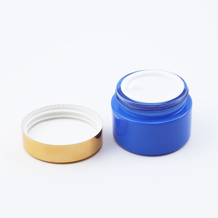 high quality glass cream jar customized blue pink cosmetic jar  5g 10g 15g 20g 30g 10z 50g 2oz 100g