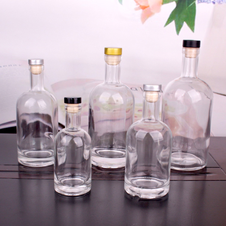 high quality glass vodka bottle with rum cork Gin liquor