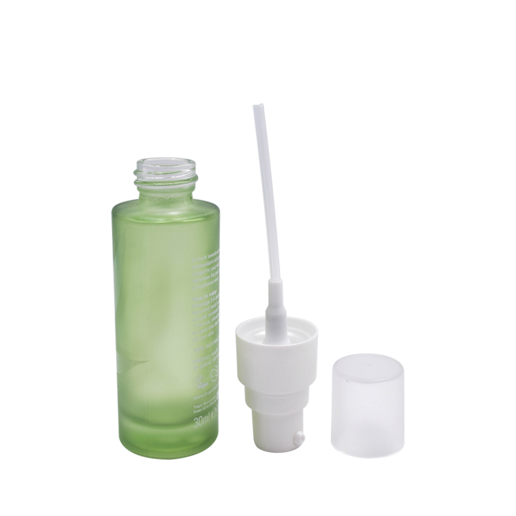 high quality green 30 ml cosmetics empty dropper logo essential oil silicon hang case glass bottles for liquor