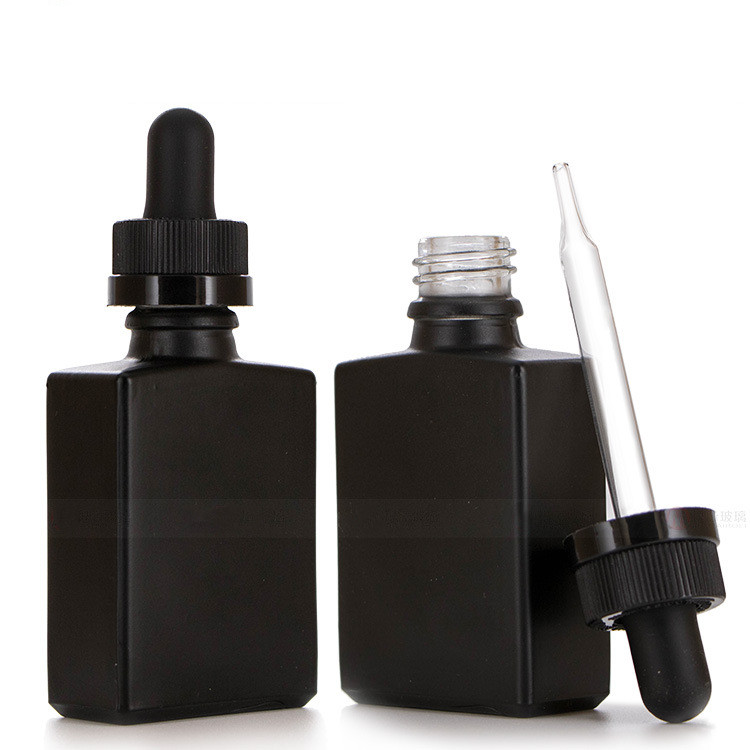 high quality hemp oil frosted white black rectangular 30ml dropper bottle