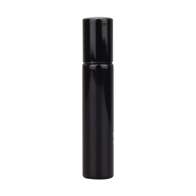 high quality hot sale 5ml 7ml 8ml 10ml 12ml 15ml shiny black glass perfume roller on bottles with aluminum cap