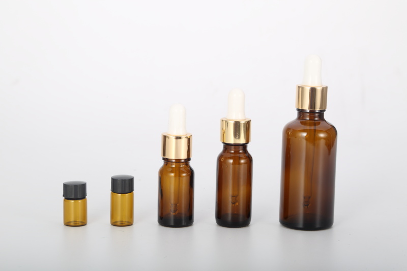high quality low MOQ gold aluminum dropper cap with pipette for essential oil bottle boston dropper bottle