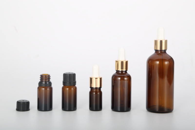 high quality low MOQ gold aluminum dropper cap with pipette for essential oil bottle boston dropper bottle